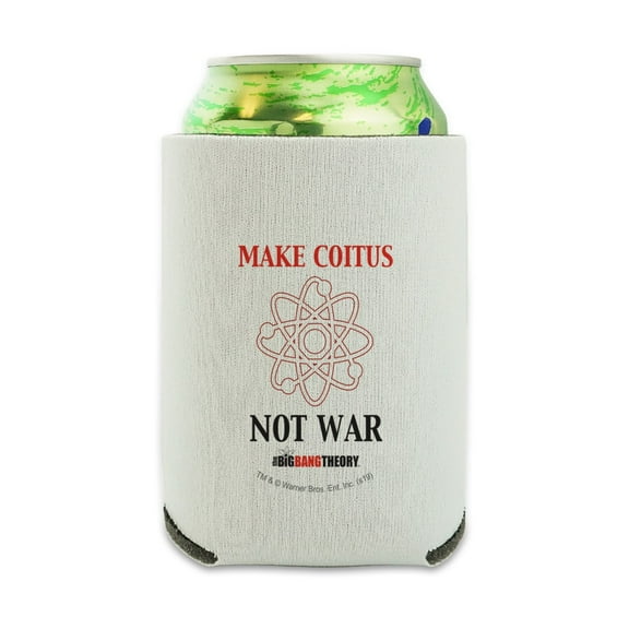 Big Bang Theory Make Coitus Not War Can Cooler - Drink Sleeve Hugger Collapsible Insulator - Beverage Insulated Holder