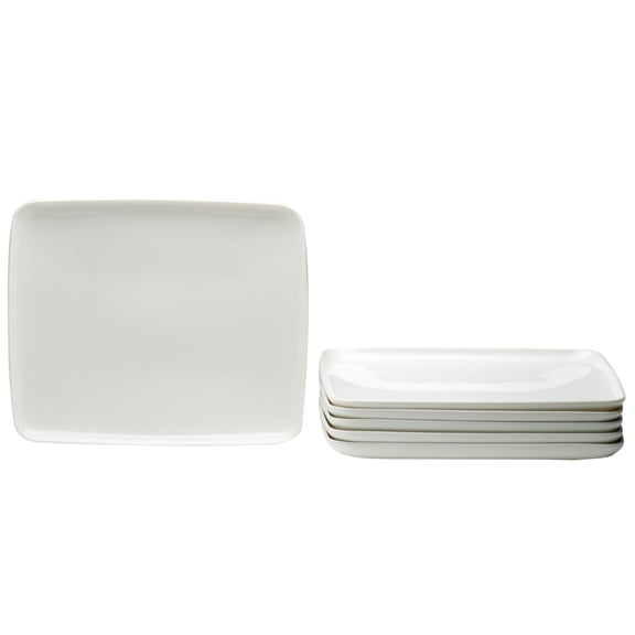HomeRoots Rectangle Porcelain Service for Six Dinner Plate Set, White - 6 Piece