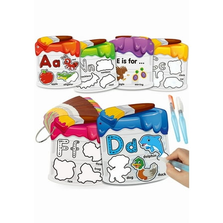 Coogam Water Painting Cards with Learning Alphabet, Reusable Aqua Painting Doddle Vocabulary Flash Cards, ABC Words Learning Educational Montessori Toy for 3 4 5 Year Old