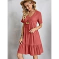 thumbnail image 5 of Women's V-Neck Short Sleeve Dress in 100% Polyester Fabric Desirable Full Size Everyday Style with Easy Care and Comfort, 5 of 18