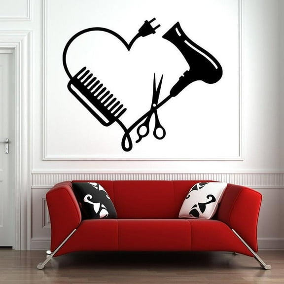 Hair Salon Wall Window Vinyl Sticker Hair Stylist Hair Tools Scissors Barber Shop Beauty Salon Decal 50x42cm