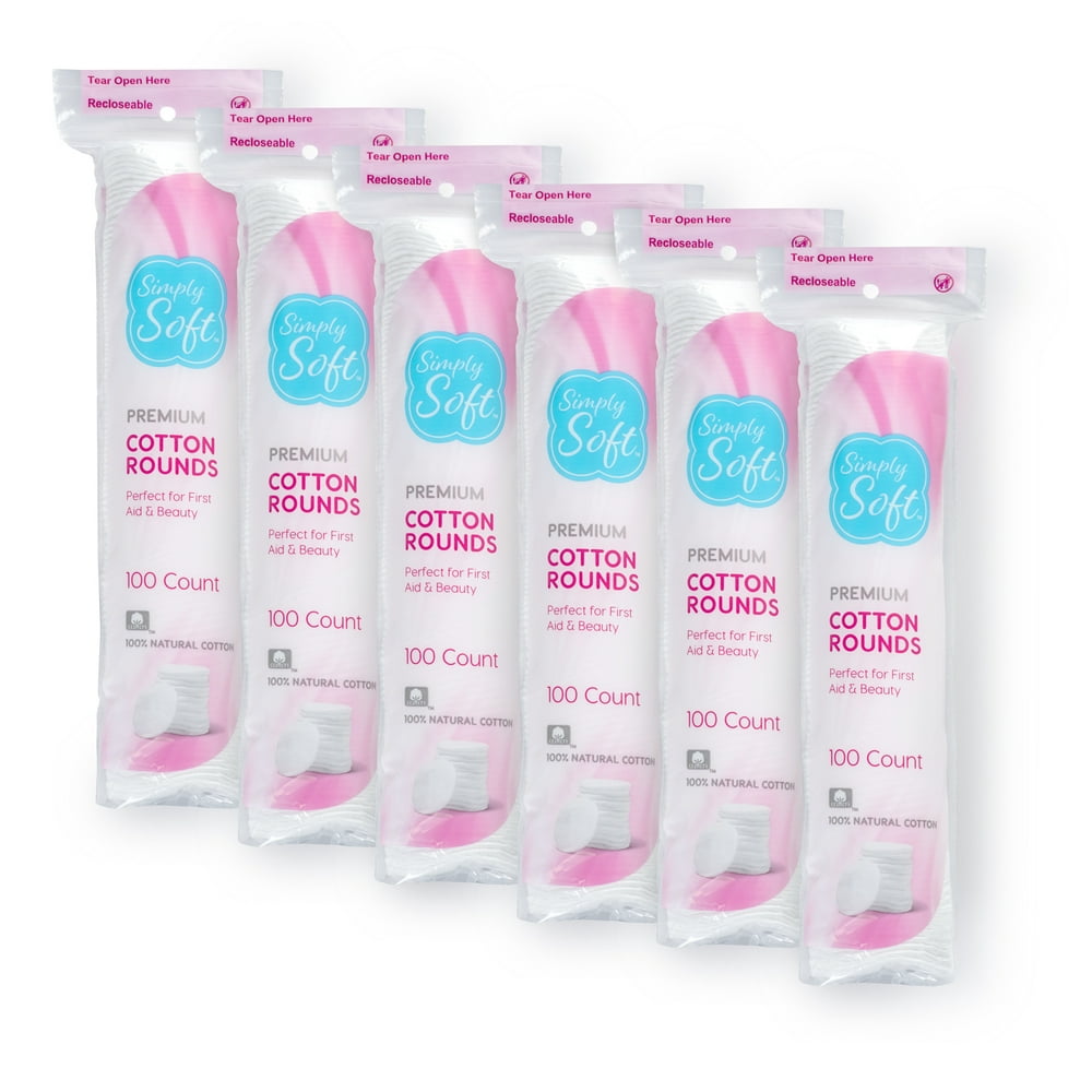 Simply Soft Premium Cotton Rounds, 100 Pure, Natural Cotton Pads, 600