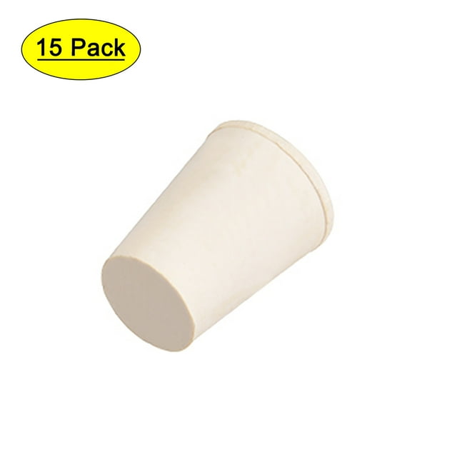 Tapones de goma sólidos en forma cónica de Unique Bargains para tapones de tubos de laboratorio 0.43 pulgadas x 0.59 pulgadas x 0.79 pulgadas blancos 15 piezas