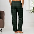 thumbnail image 4 of Men's Straight-Fit Woven Pajama Pant with Pockets Soft Sleep Pants Loose Fit Pj Bottoms with Drawstring Lounge Pants (Available in Big & Tall) (23-Dark Green, Medium), 4 of 6