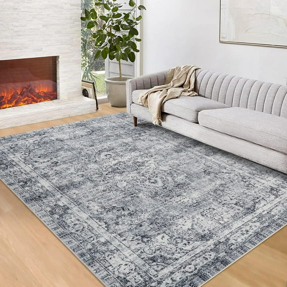 Vintage Washable Rugs, Short Pile Area Carpet for Outdoor Modern Vintage Rugs, Non-Slip, Carpet for Bedroom, Home Decor, Office, 5x7ft