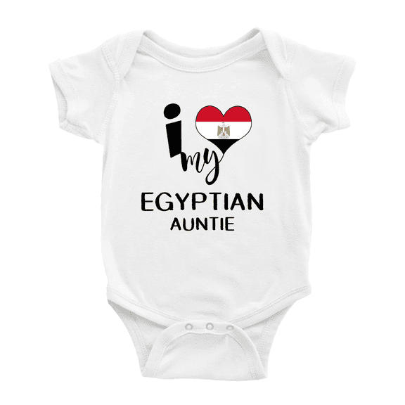 I Heart My Egyptian Auntie Egypt Love Flag Newborn Clothes Outfits (White, 0-3 Months)