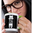 thumbnail image 2 of 3drose, Best Cat Mom Ever Written in the Middle of a Hanging White Cat., 11oz Two-tone Green Mug, 2 of 6
