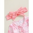 thumbnail image 6 of Elippeo Baby Girls Autumn Footed Jumpsuit 3 6 12 18 Months Long Sleeve Crew Neck Bow Print Oblique Zipper Romper with Headband, 6 of 8
