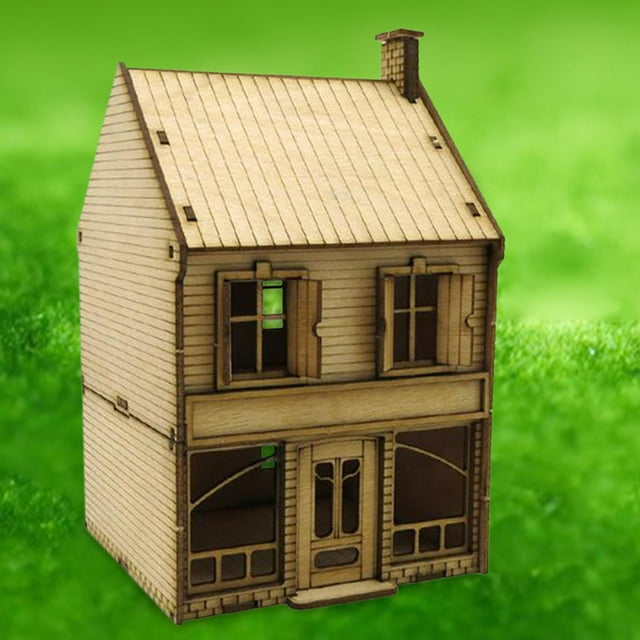 1/72 madera 2 niveles casa europea paisaje materiales de construcción DIY pintura arquitectura escena modelo para modelo ferrocarril decoración escena Hugo casa de modelos de construcción