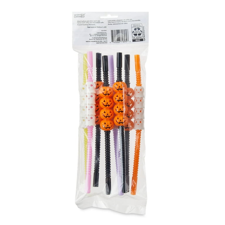 Halloween Bats & Pumpkin Paper Straws - Pack of 38 Straws