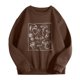 thumbnail image 2 of ICHUANYI Clearance Women's Vintage Funny Loose Long Sleeve Round Neck Printed Sweatshirt Funny Plant Print Blouse(Coffee, M) ICHUANYI WER2023081506767, 2 of 8