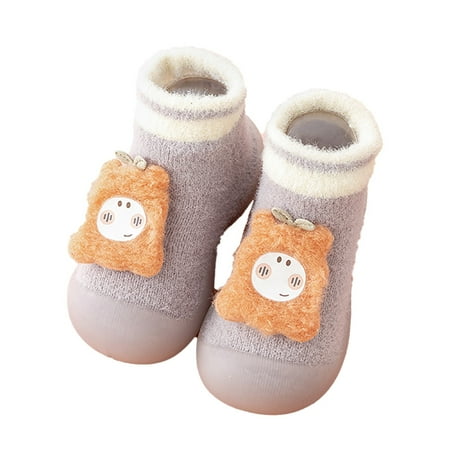 

Footwear Winter Toddler Shoes Soft Bottom Indoor Non-Slip Warm Cartoon Bear Floor Socks Shoes