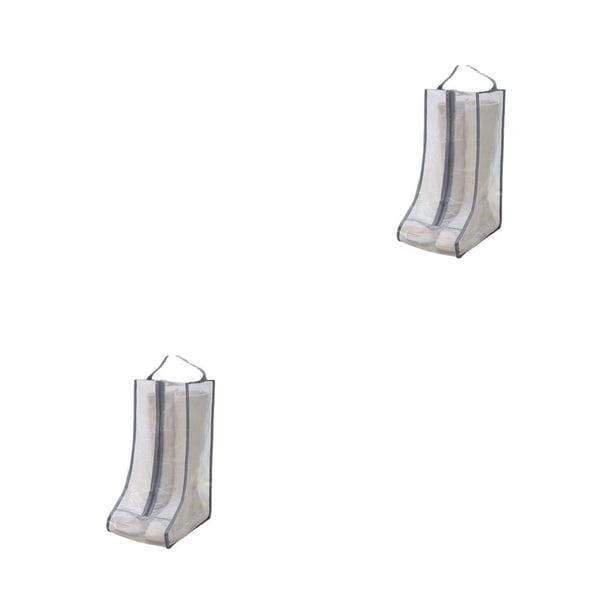 Injueey Bolsa de almacenamiento de botas de PVC con cremallera, reutilizable, plegable, transparente, impermeable, a prueba de humedad, Gris Largo 2piezas