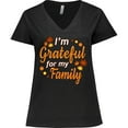 thumbnail image 3 of Inktastic I'm Grateful for My Family in Orange with Fall Leaves Women's Plus Size V-Neck T-Shirt, 3 of 5