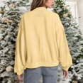 thumbnail image 6 of LWavelet Textured Knit Button Front Blouson Jacket Women Stylish Fall Casual Lightweight Oversized Outerwear Yellow M, 6 of 6