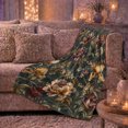 thumbnail image 6 of Vintage Botanical Teal Floral Pattern, Cozy Botanical Garden Scene, Warm Flannel Blanket for Sunroom and Reading Nook, Garden Lovers Housewarming Gift, Botanical Home Decor, 6 of 9