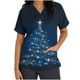 thumbnail image 3 of LSLJS Christmas Scrub Tops Women Plus Size V Neck T Shirts Casual Christmas Tree Printed Work Tops, Gifts for Women, S-5XL, 3 of 5