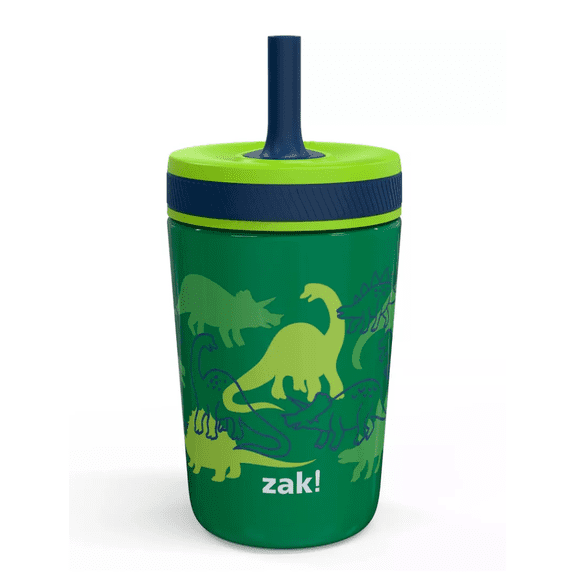 Zak Designs 12oz Stainless Steel Dino Double Wall Kelso Tumbler: Kids Straw Cup, Dishwasher-Safe, Multicolor