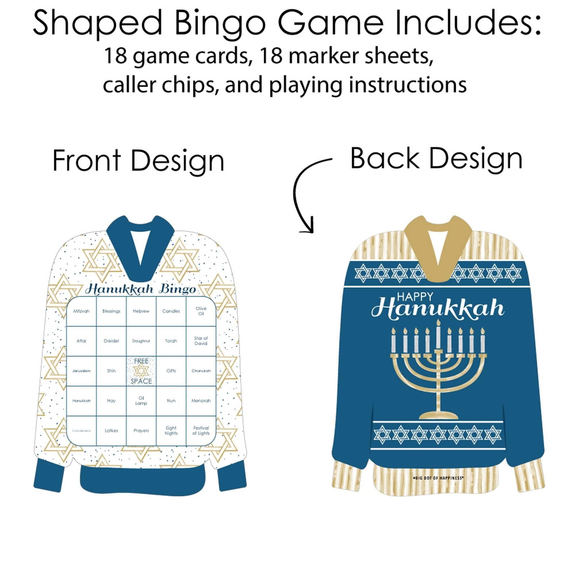 Big Dot of Happiness Happy Hanukkah - Bingo Cards and Markers - Chanukah  Shaped Bingo Game - Set of 18 - Walmart.com