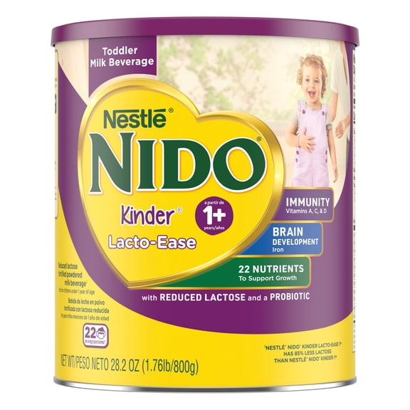 NIDO Lacto-Ease Toddler Milk Beverage Powder Mix, Reduced Lactose, 28.2 oz Canister