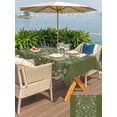 thumbnail image 5 of Outdoor Tablecloths with Umbrella Hole & Zipper, Japanese 60 x102 Inch Rectangle Tablecloths, Green Rustic Retro Pastoral Floral Leaves Waterproof Table Cloth, Patio/Pool/Picnic Table Covers, 5 of 8