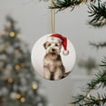 thumbnail image 3 of DistinctInk Hanging Ceramic Christmas Tree Ornament with Gold String - Great Gift/Present - 2 3/4 inch Diameter - Sealyham Terrier Design, 3 of 4