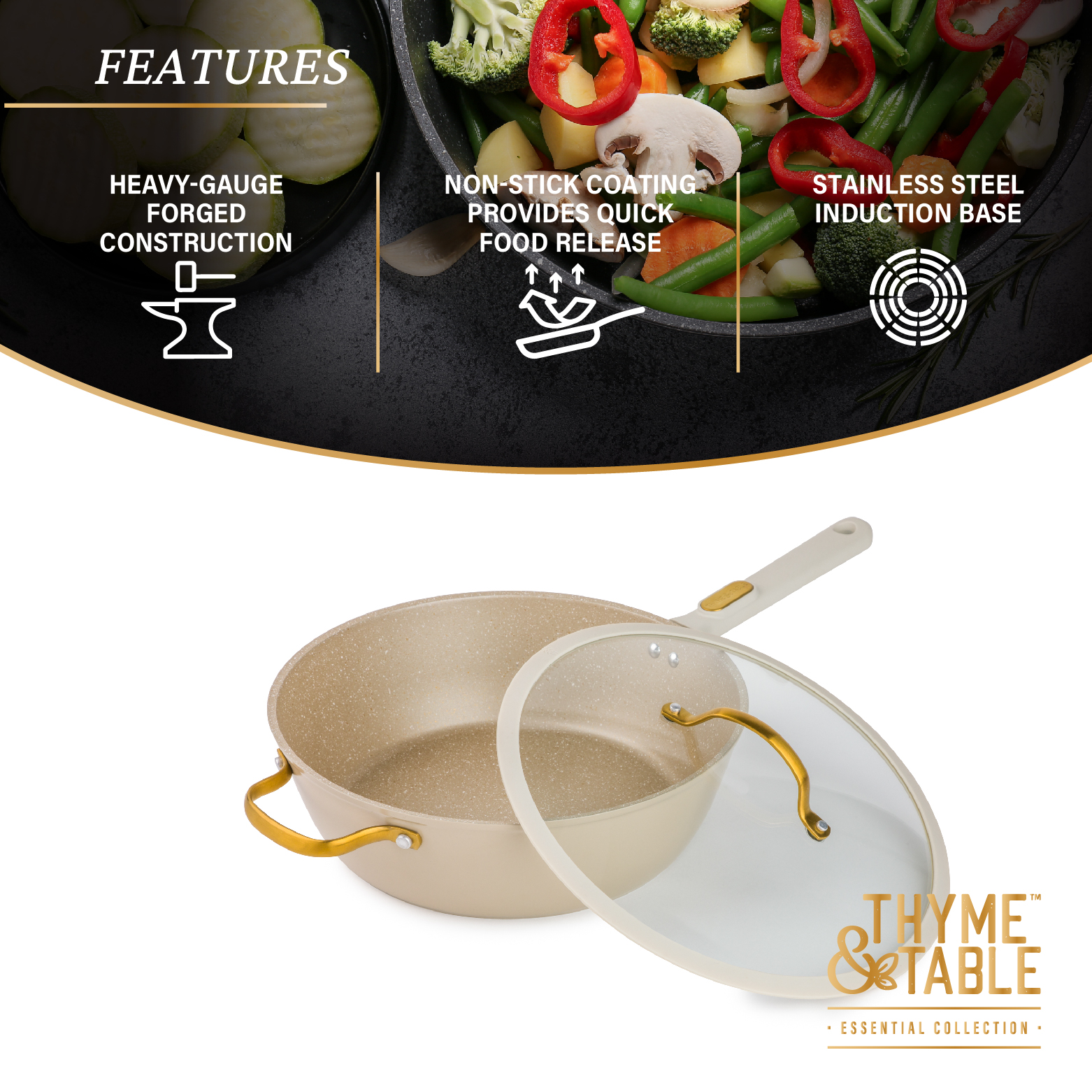 Thyme & Table 5-Quart Granite Non-Stick Saute Pan with Lid photo 8