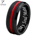 thumbnail image 1 of Black IP Tungsten Ring w/ Distinct Blue or Red Center Line 8mm Comfort Fitw/ Free Engraving Options, 1 of 2