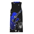 thumbnail image 3 of Blue guitar notes Spring Summer Dresses for Women Fashion T-shirt Dress Casual Sleeveless Loose Sundress with Pockets, 3 of 5
