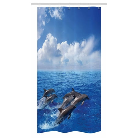 Sea Animals Stall Shower Curtain Dolphins Jumping In Clear Sea