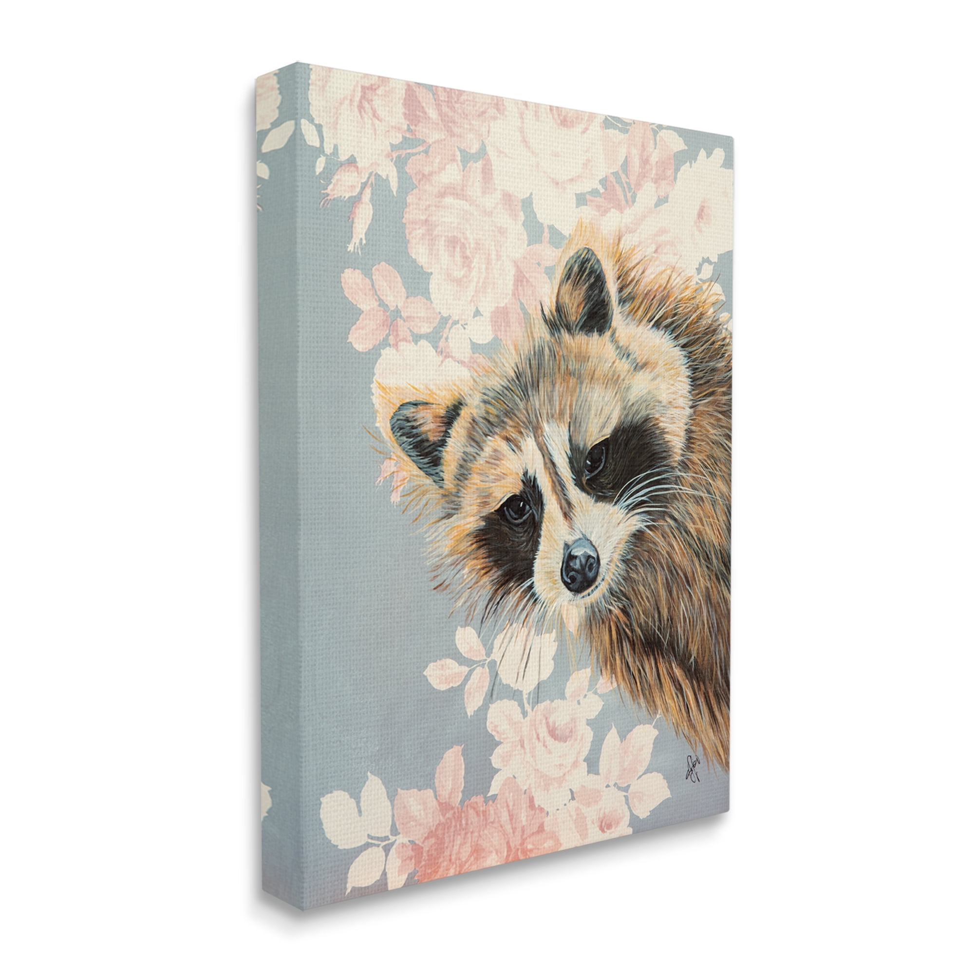 Stupell Industries Raccoon Hanging From Pink Flowers Animal Portrait,36 x 48, Design by Diane Fifer