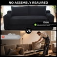 thumbnail image 3 of Leumius Convertible Loveseat Compression Sofa for Living Room,Corduroy 2 Seater Couch Memory Foam Sofa for Small Spaces,Apartments,Office,Black, 3 of 8