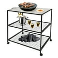 thumbnail image 3 of ToppiJoy 3 Tiers Outdoor Grill Dining Cart Kitchen Storage Rack with 4 Wheels Hold up 44.09lbs, Food Prep Worktable Movable BBQ Trolley Grill Dining Cart with a Handle Black, 3 of 28