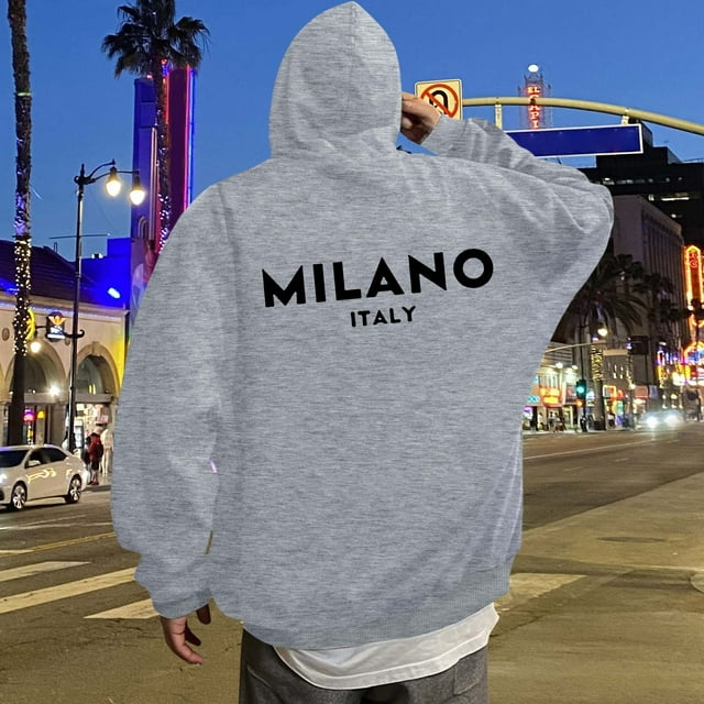 WILLBEST Sudadera Deportiva para Hombre con Capucha y Estampado De Letras para Uso Informal y Atuendos Elegantes Mediana