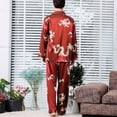 thumbnail image 3 of SWSMCLT Men's Satin Pajama Set 2 Piece Luxury Long Sleeve China Dragon Printed Pjs Soft Button Down Shirt Pants Sleepwear Casual Lounge Set Red X-Small, 3 of 4