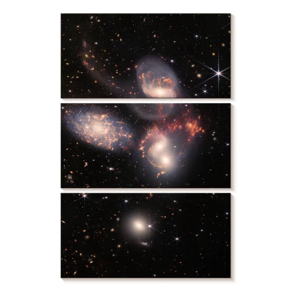 Elephant Stock James Webb's Stephan's Quintet Wall Art - Vertical Multi Panel Canvas - Living Room Wall Decor - Astronomy & Space Multi Panel - Black And Gray Decor By Nasa - 14" x 23"