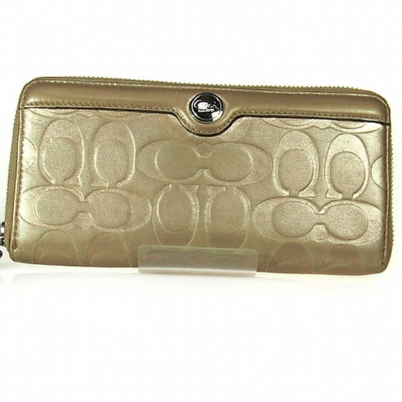 Pre-Owned Coach long wallet with round zipper, gold (Good)