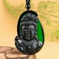 thumbnail image 5 of K-KED Natural Grade A Jade Black Jadeite Men Women Bless Lucky Guanyin Head Pendant, 5 of 8