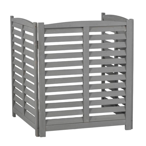 3-Panel Outdoor Air Conditioner Fence Screen, Outside Wood Privacy Fence, 32" W x 38" H