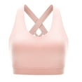 thumbnail image 5 of IROINNID Reduced Cross-Back Bra for Women Sports Bras Yoga Solid Sleeveless Cold Shoulder Casual Blouse Tops Intimates,Pink, 5 of 7