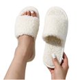 thumbnail image 4 of Risckoth Women's Fuzzy Slippers Open Toe Round Head Plush Fleece Indoor Slide Shoes, White, 4 of 5