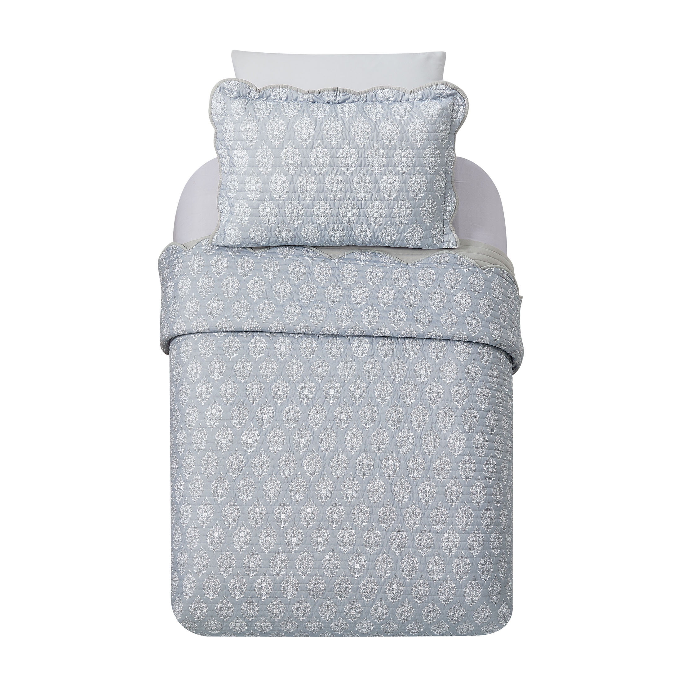 Mainstays Gray Paisley 2-Piece Quilt Set, T/TXL