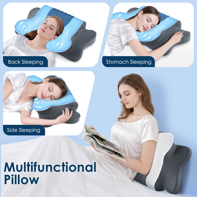 DONAMA Cervical Memory Foam Pillow, Gray and White photo 3