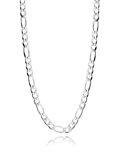 .Fashion 925Sterling Silver 4MM 16"-30inch Figaro Curb Chain Necklace Link Italy 