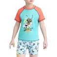 thumbnail image 1 of DPOIS Boys 3 Piece Rash Guard Swimsuits Short Sleeve Swimwear Sets Shirt Trunks Shorts with Swim Hat Bathing Suit Ant Print 4-5, 1 of 4