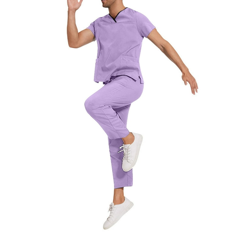 Axiiglly Scrubs for Men Set Casual Stretch Nurse Scrubs