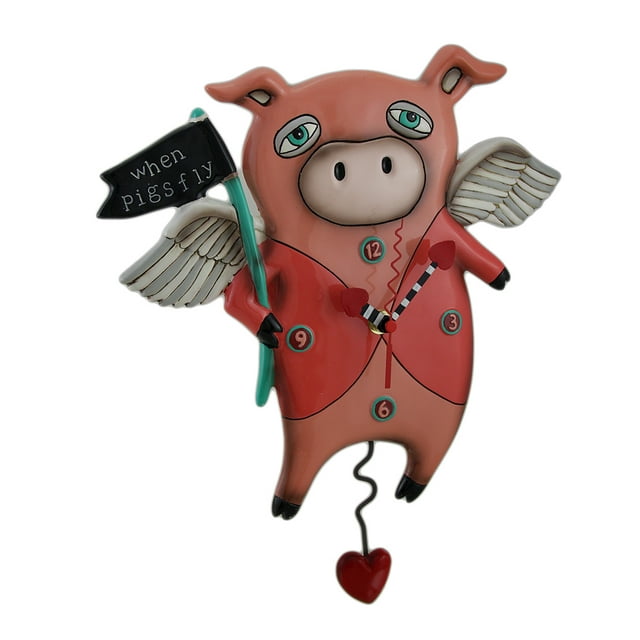Allen Designs Horloge Murale à Pendule « When Pigs Fly » 13 Po