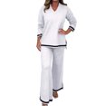 thumbnail image 1 of Ladies Casual Solid Color Knitted Long Sleeve Pants Suit - Soft Imitation Fabric Two Piece Set, Loose Elastic Design for Spring/Autumn/Winter, Suitable for Daily/Party/Holiday, 1 of 7