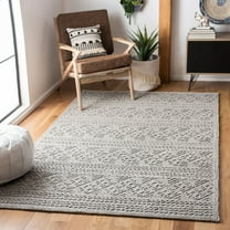 SAFAVIEH Trace Willoughby Geometric Striped Area Rug, Grey/Beige, 5' x 8'