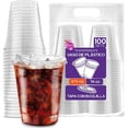 thumbnail image 1 of Berry Hip 100 Vasos de Plastico de 16 oz (473 ml) con Tapa con Boquilla Transparentes, Vasos Perfectos para Llevar Café, Chocolate, Bebidas Frias, Batidos Best Trading VTB16-2, 1 of 5